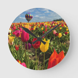 Horloge Ronde Colorful Tulip Field