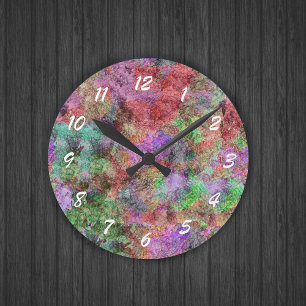 Horloge Ronde Colorful Water Color Swirl Mist