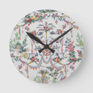 Horloge Ronde Colorfull Toile de Jouy