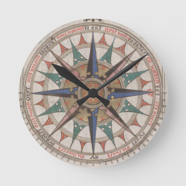 Horloge Ronde Compas nautique historique (1543) (Recto)