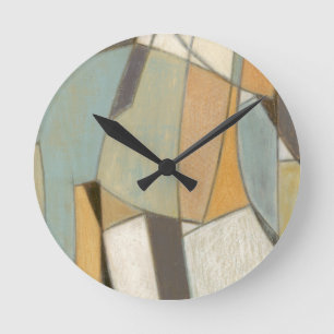 Horloge Ronde Composition abstraite avec des couleurs amorties