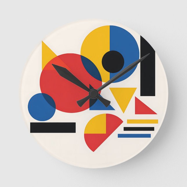 Horloge Ronde Composition Abstraite Géométrique Bauhaus (Recto)