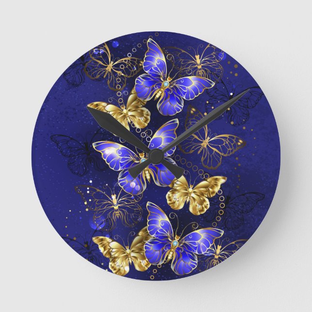 Horloge Ronde Composition avec papillons Sapphire (Recto)