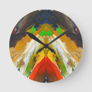 Horloge Ronde Composition de coup de pinceau abstrait aléatoire 
