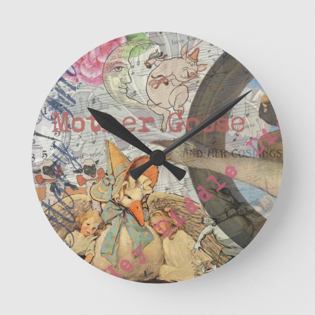 Horloge Ronde Comptine de Mère l'Oie Conte de Fées (Recto)