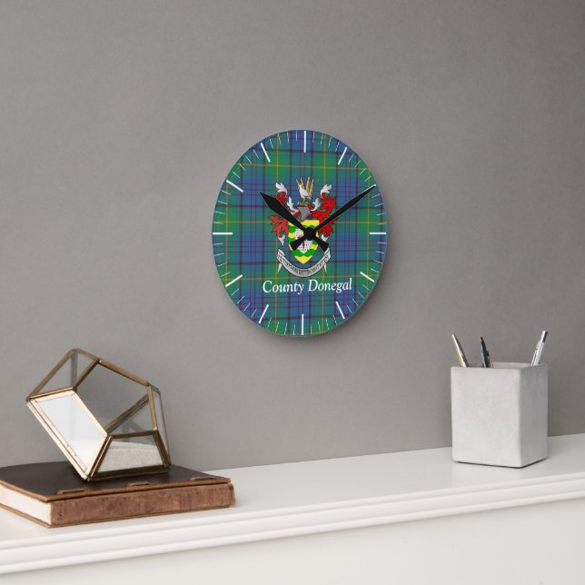 Horloge Ronde Comté d'Irlande Donegal Tartan Personnalisé (Bureau)