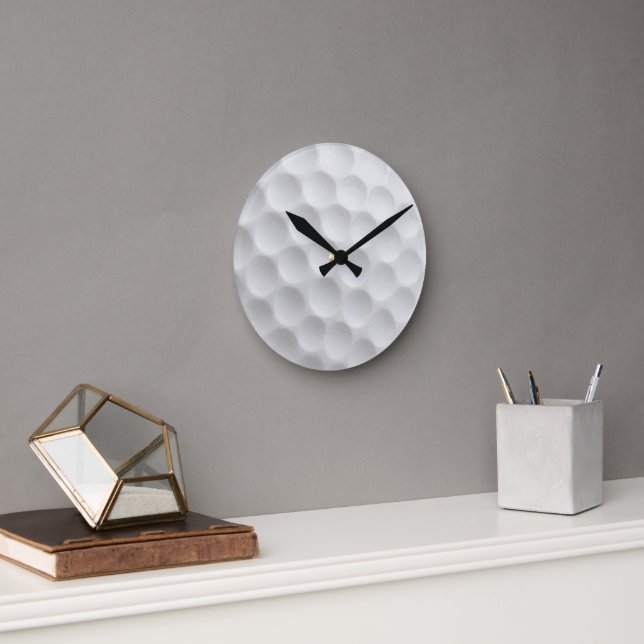 Horloge Ronde Conception à alvéoles de balle de golf blanche (Bureau)