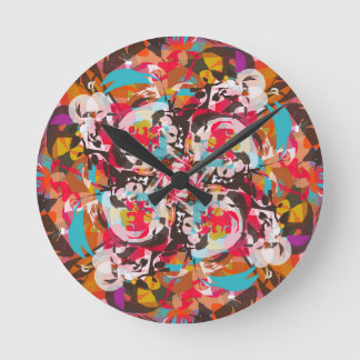 Horloge Ronde Conception abstraite florale colorée