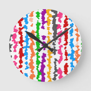 Horloge Ronde Conception Abstraite Irrégulière Colorée Blanche