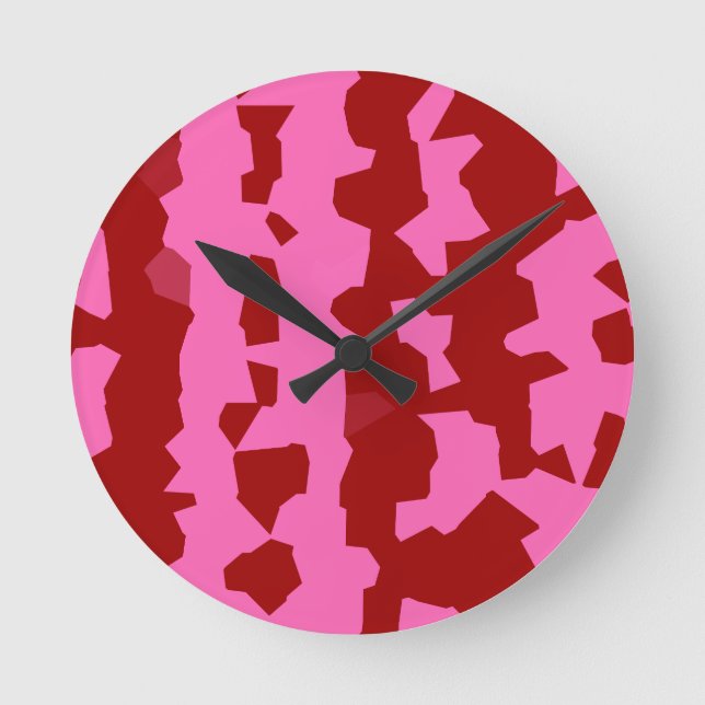 Horloge Ronde Conception Abstraite Irrégulière Rose Marron Rouge (Recto)