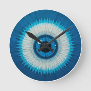 Horloge Ronde Conception artistique du mauvais œil bleu
