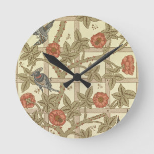 Horloge Ronde Conception bleue et orange de papier peint de