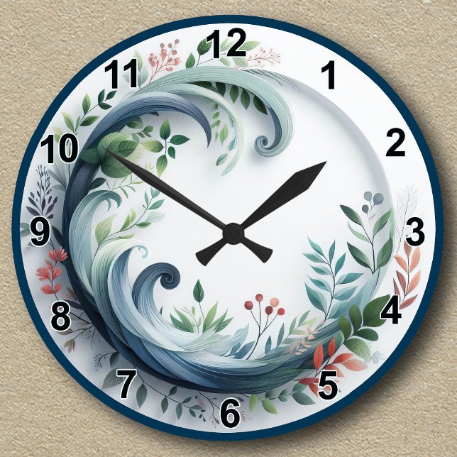 Horloge Ronde Conception botanique de la nature avec chiffres st (Créateur téléchargé)