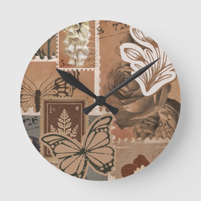 Horloge Ronde Conception Brown esthétique vintage (Recto)