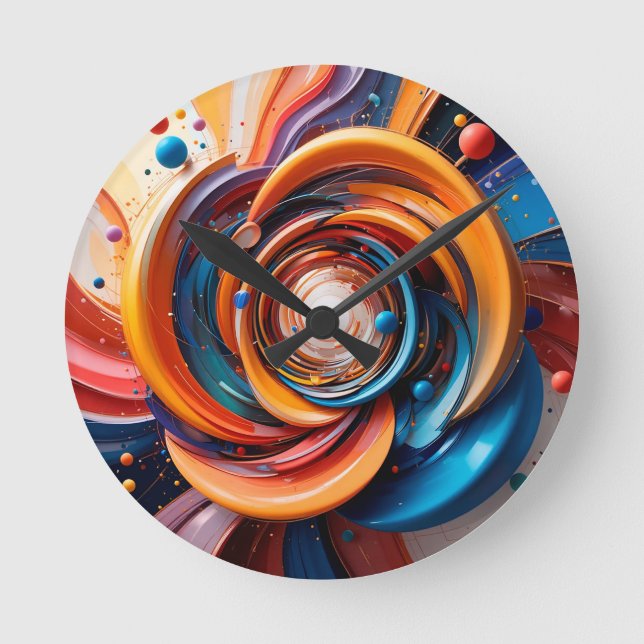 Horloge Ronde Conception colorée abstraite tourbillonnante (Recto)