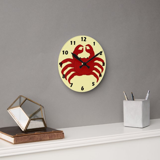 Horloge Ronde Conception Crabe Rouge (Bureau)