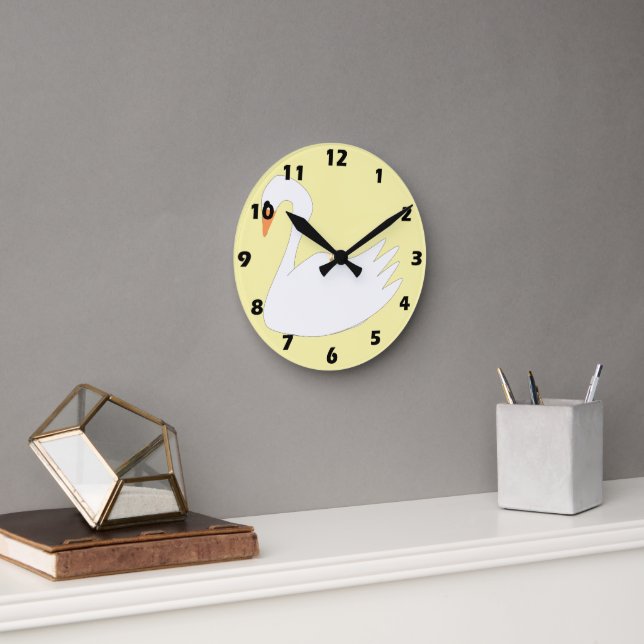 Horloge Ronde Conception Cygne Blanc (Bureau)