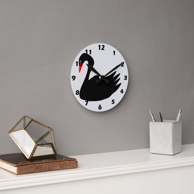 Horloge Ronde Conception Cygne Noir (Bureau)