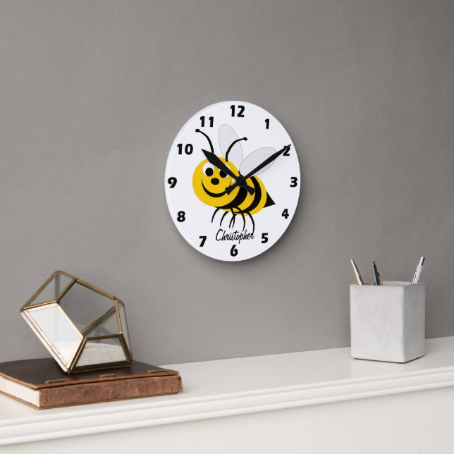 Horloge Ronde Conception d'abeille personnalisée (Bureau)