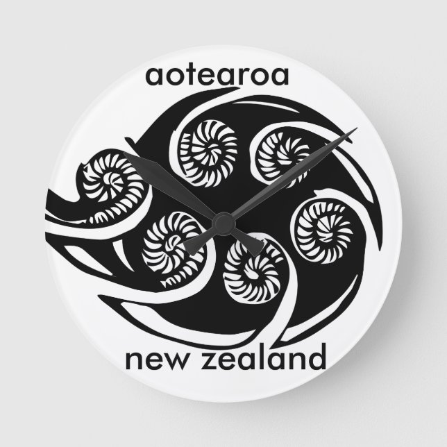 Horloge Ronde conception d'aotearoa new zealand koru (Recto)