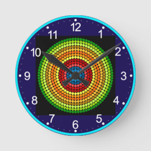 Horloge Ronde Conception d'art mandala abstrait pointillé-65904