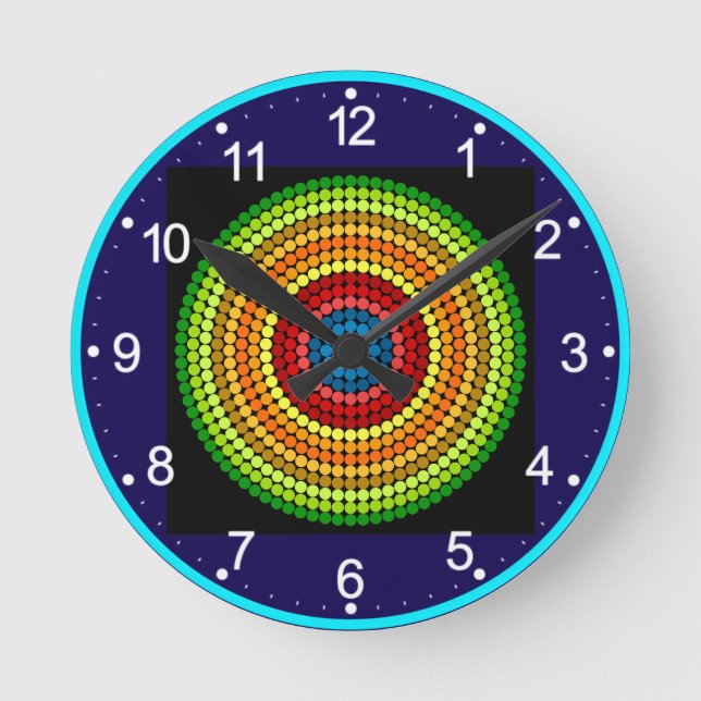 Horloge Ronde Conception d'art mandala abstrait pointillé-65904 (Recto)