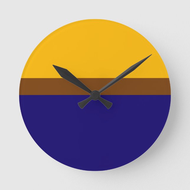Horloge Ronde Conception de bloc couleur bleu jaune (Recto)