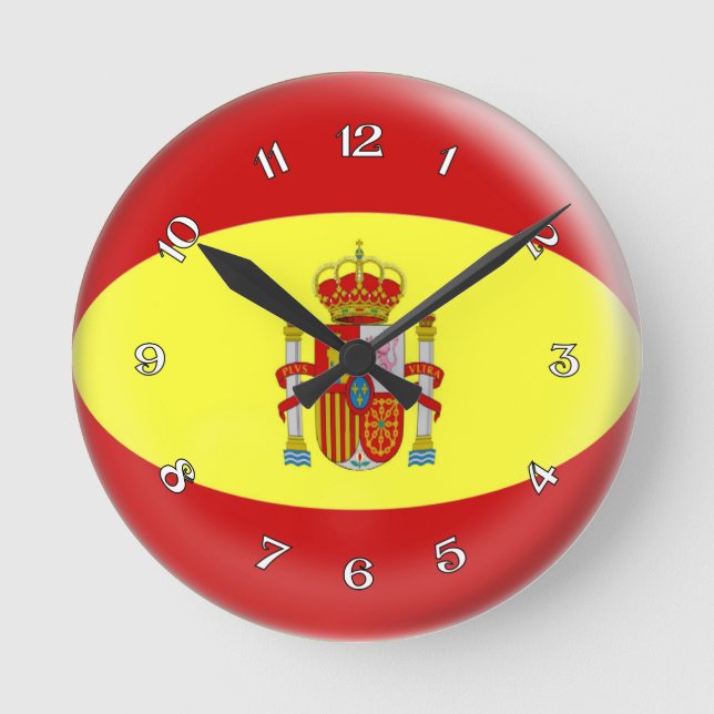 Horloge Ronde Conception de bulle de drapeau de l'Espagne (Recto)