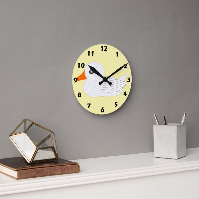 Horloge Ronde Conception de canard blanc (Bureau)
