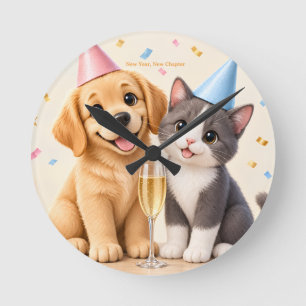 Horloge Ronde Conception de célébration du Nouvel An pour amateu