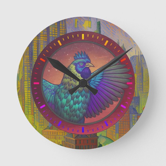Horloge Ronde Conception de cercle de poulet (Recto)