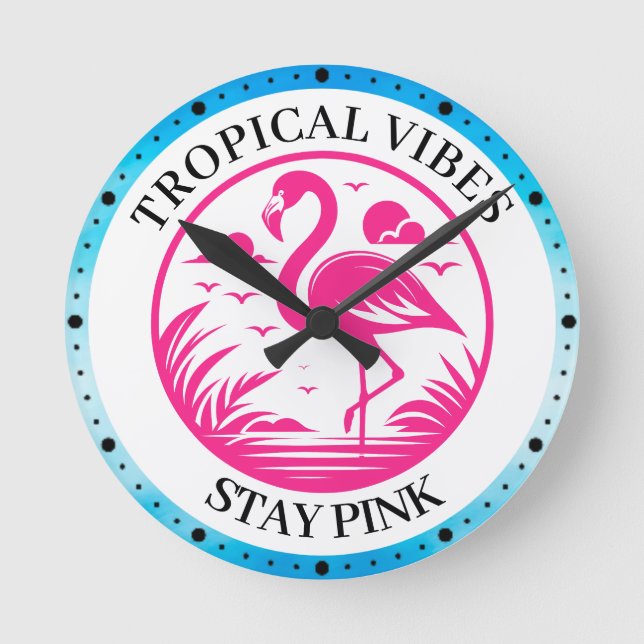 Horloge Ronde Conception de cercle d'été flamant rose-68730 (Recto)