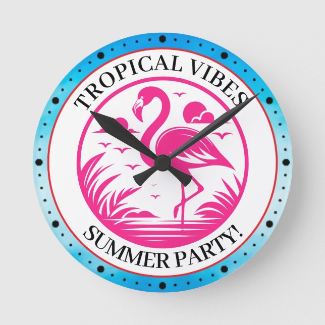 Horloge Ronde Conception de cercle d'été flamant rose-68730 (Recto)