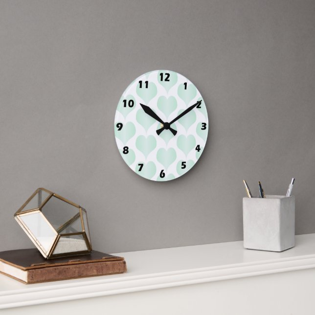 Horloge Ronde Conception de coeurs de menthe poivrée (Bureau)