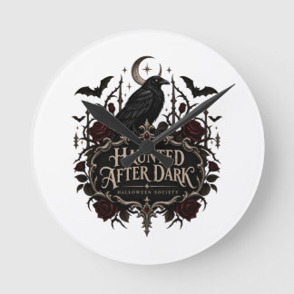Horloge Ronde Conception de corbeau gothique Halloween Haunted A