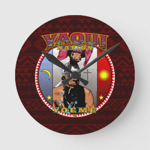 Horloge Ronde Conception de danseur de cerfs communs de Yaqui