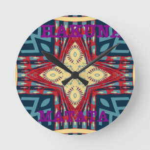 Horloge Ronde Conception de dessin d'art abstrait de texte Hakun
