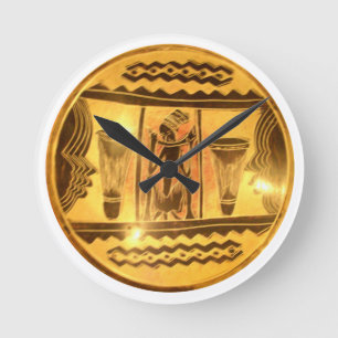 Horloge Ronde Conception de dessin d'art ethnique africain doré