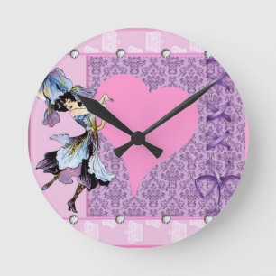 Horloge Ronde Conception de fée de fleurs vintage en danse par L