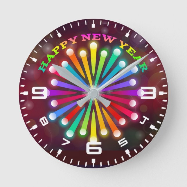 Horloge Ronde Conception de feux d'artifice de Nouvel An-11231 (Recto)