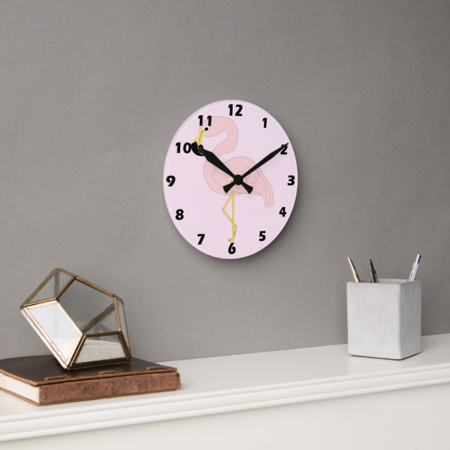 Horloge Ronde Conception de flamant rose (Bureau)
