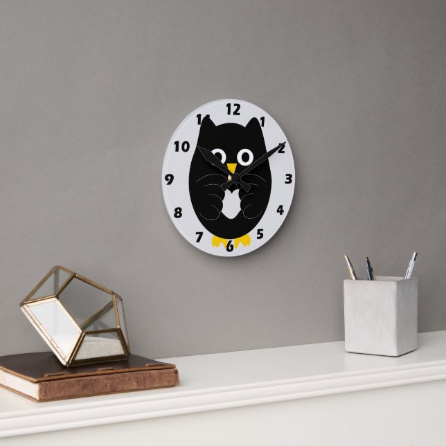Horloge Ronde Conception de hibou noir (Bureau)