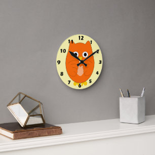 Horloge Ronde Conception de hibou orange