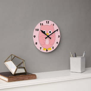 Horloge Ronde Conception de hibou rose