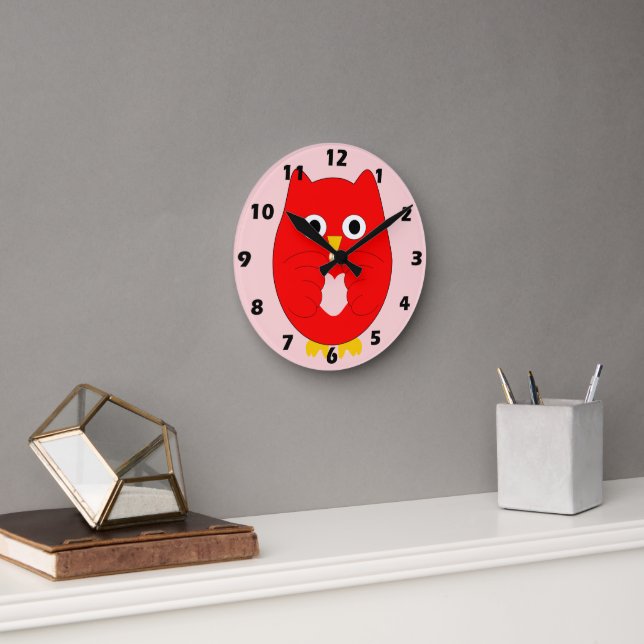 Horloge Ronde Conception de hibou rouge (Bureau)