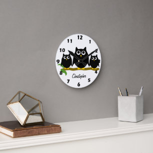 Horloge Ronde Conception de hiboux personnalisés