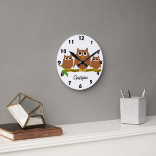 Horloge Ronde Conception de hiboux personnalisés