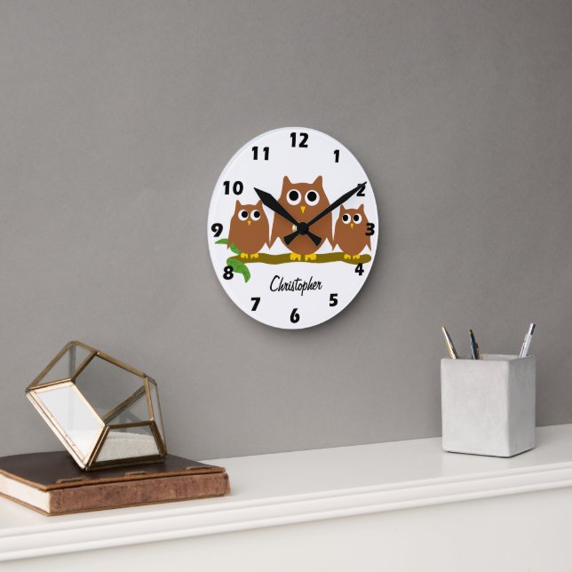 Horloge Ronde Conception de hiboux personnalisés (Bureau)