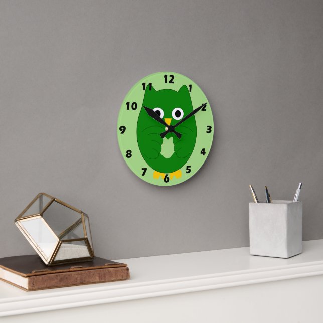 Horloge Ronde Conception de la chouette verte (Bureau)