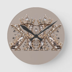 Horloge Ronde Conception de luxe en cristal beige avec la lettre